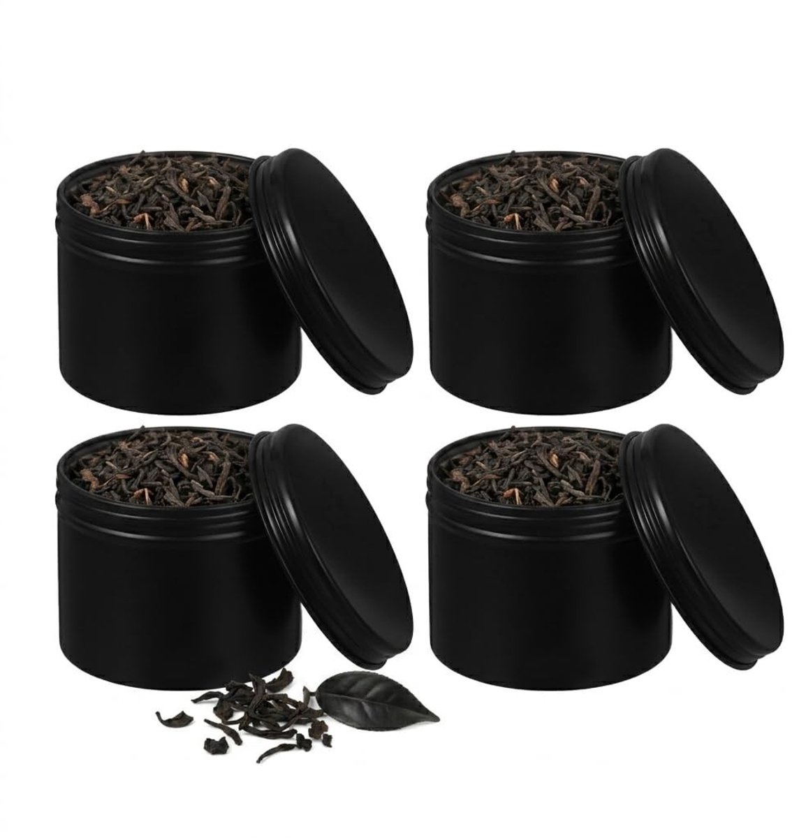 Omgoods - Set van 4 Ronde Aluminium Blikjes 120 ml met Schroefdeksel - Luchtdichte Opslag