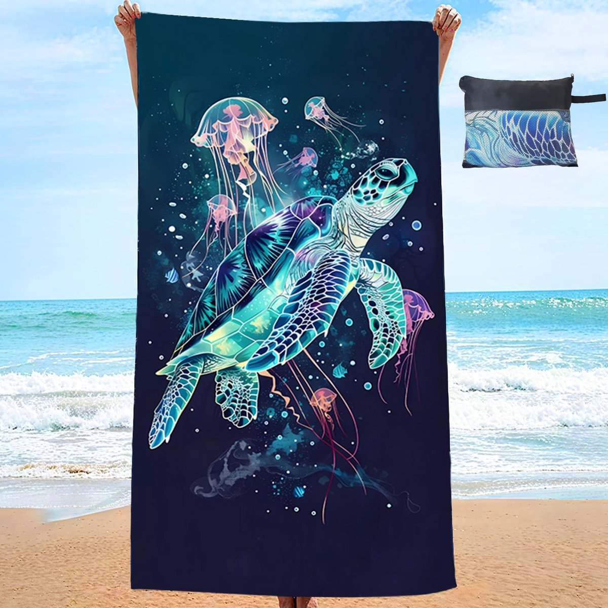 Omgoods - Grote Sneldrogende Microvezel Strandhanddoek met Draagtas