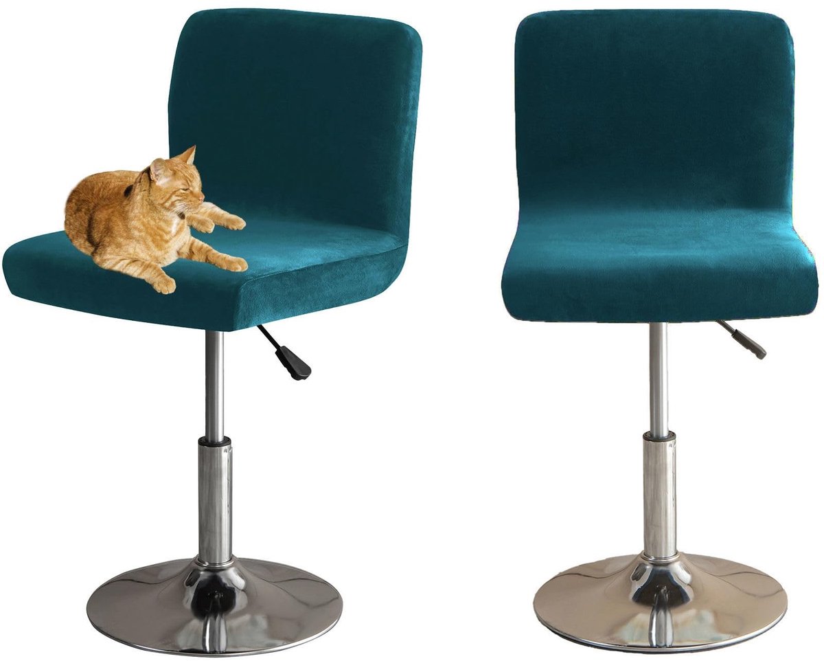 Omgoods - Elastische Velours Barstoel Covers met Rugleuning - Set van 2