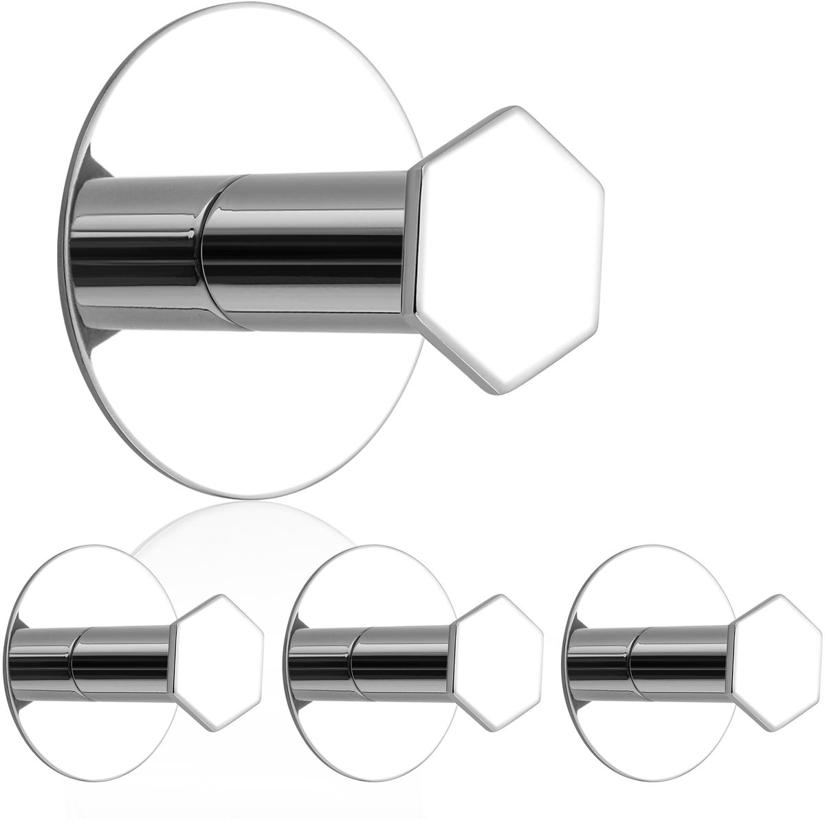 Omgoods - Set van 4 Zelfklevende Wandhaken - Chroom - Zonder Boren - Roestvrij Staal