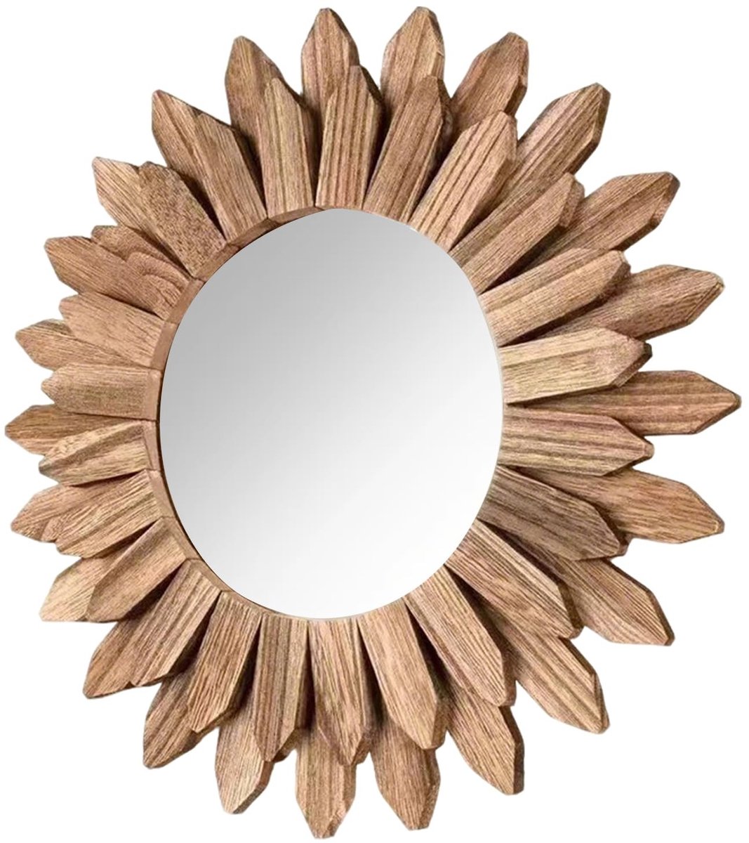 Omgoods - Kleine Ronde Wandspiegel met Driftwood Frame, Diameter 50 cm