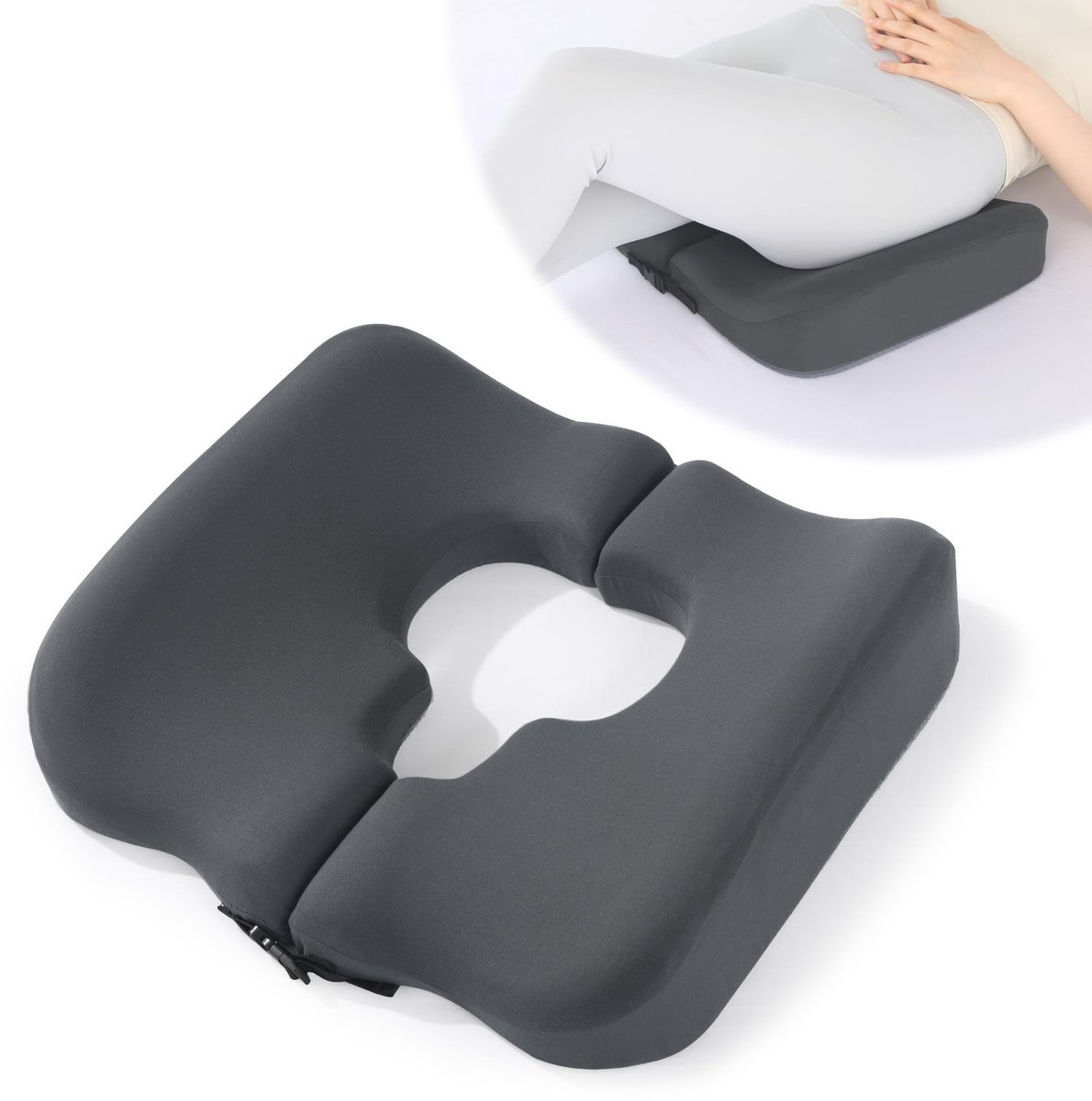 Omgoods - T-vormig Traagschuim Kussen voor Zit- en Ligcomfort - Grijs
