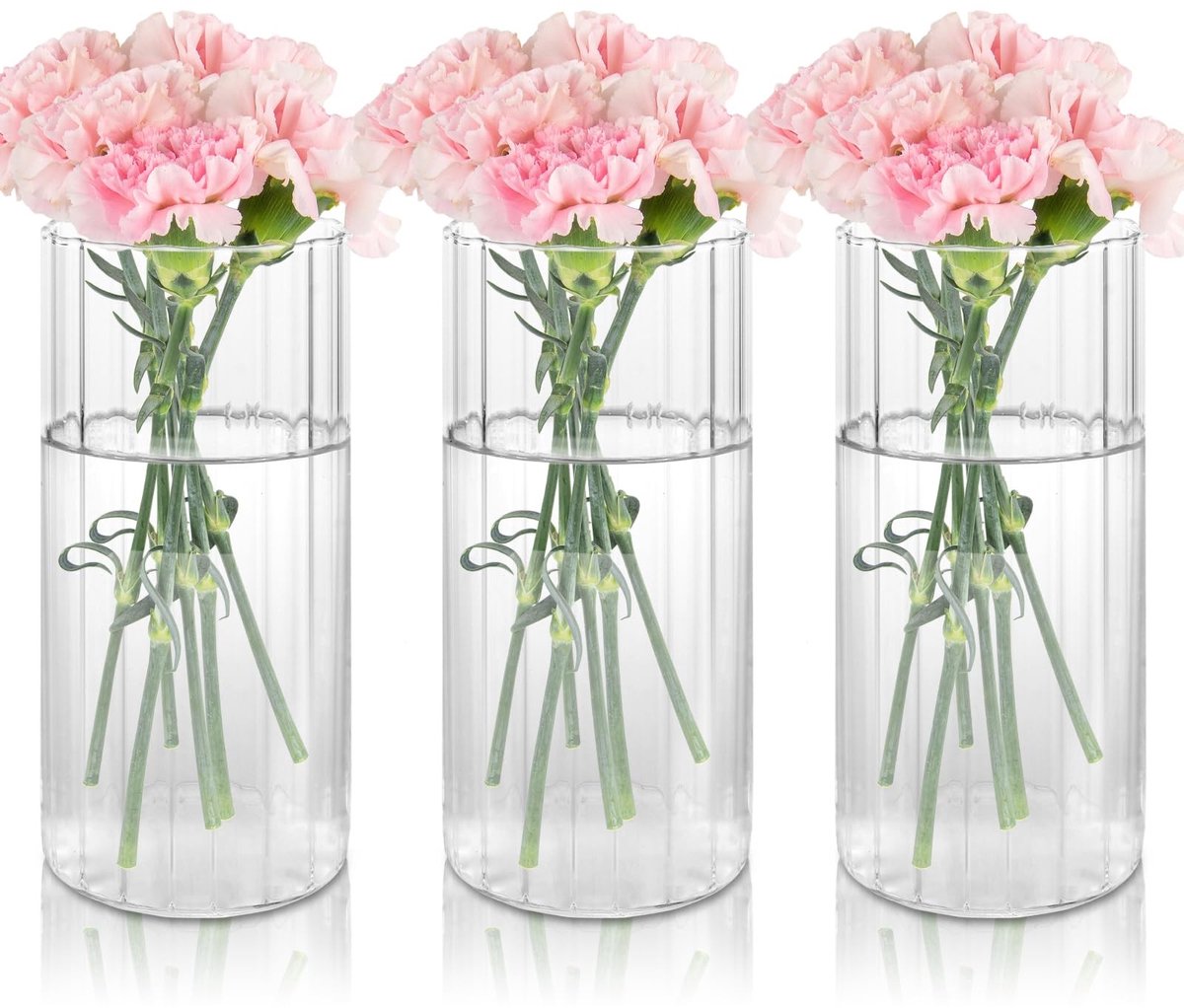 Omgoods - Set van 3 Kleine Glazen Vazen voor Tafeldecoratie - Modern en Transparant