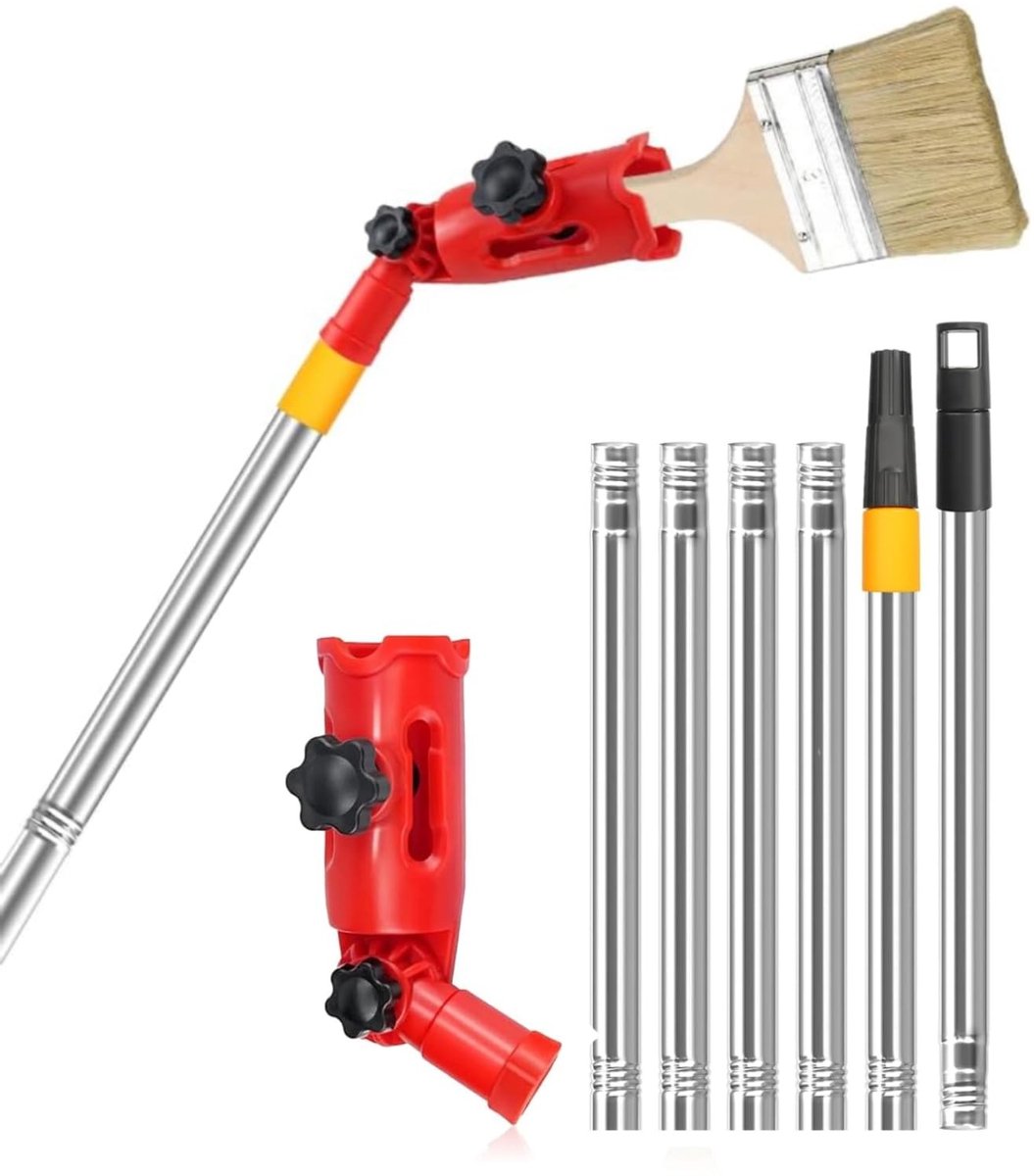 Omgoods - Verfborstel Extender met 180 Graden Rotatie en 6 Stuks 1.7M Verlengpalen