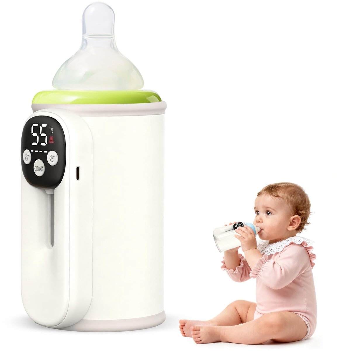 Omgoods - Draagbare Flessenwarmer 10400 mAh met 11 Temperatuurinstellingen