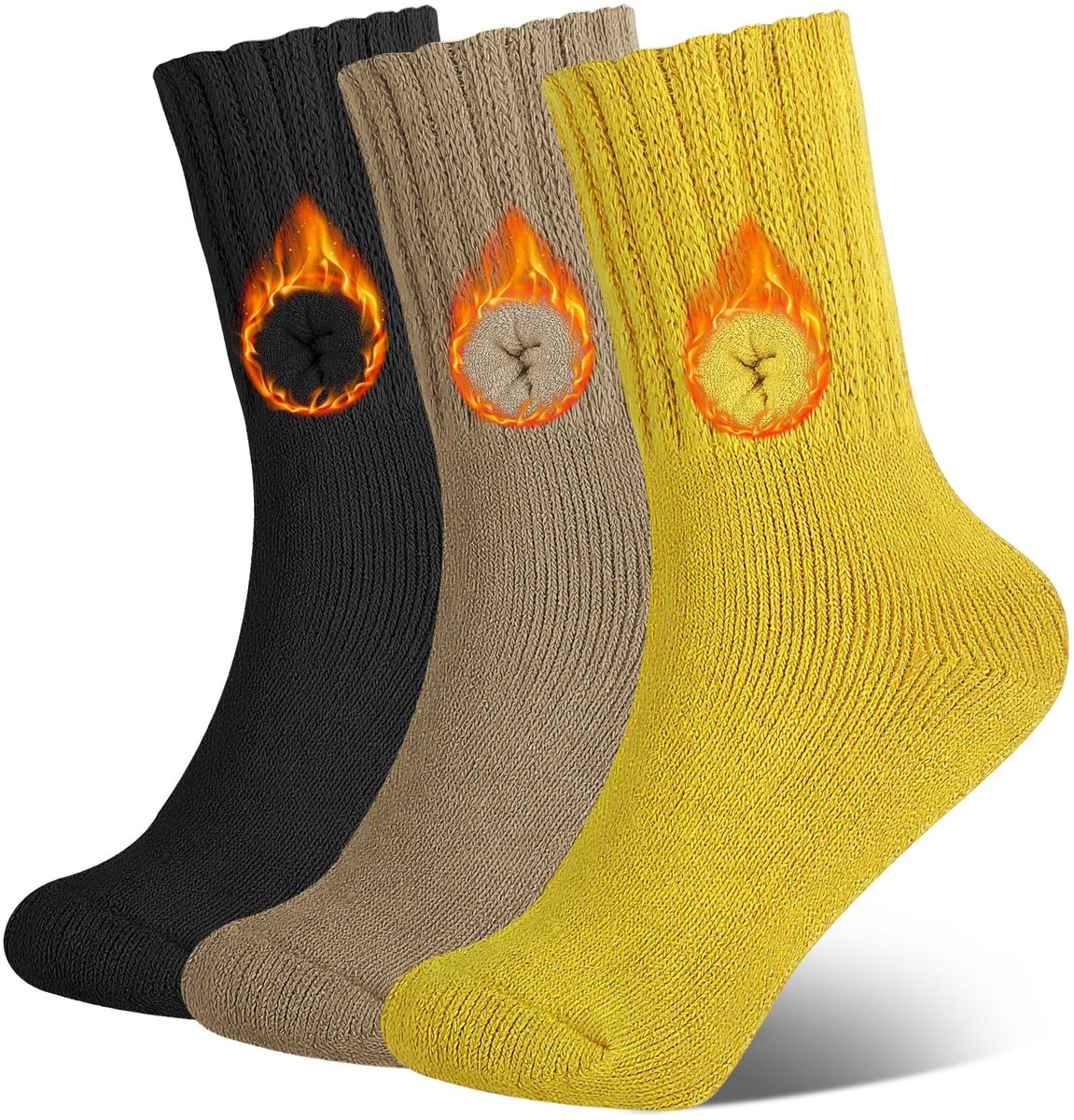 Omgoods - 3 Paar Dames Thermosokken - Zachte Hiking Sokken voor Winter