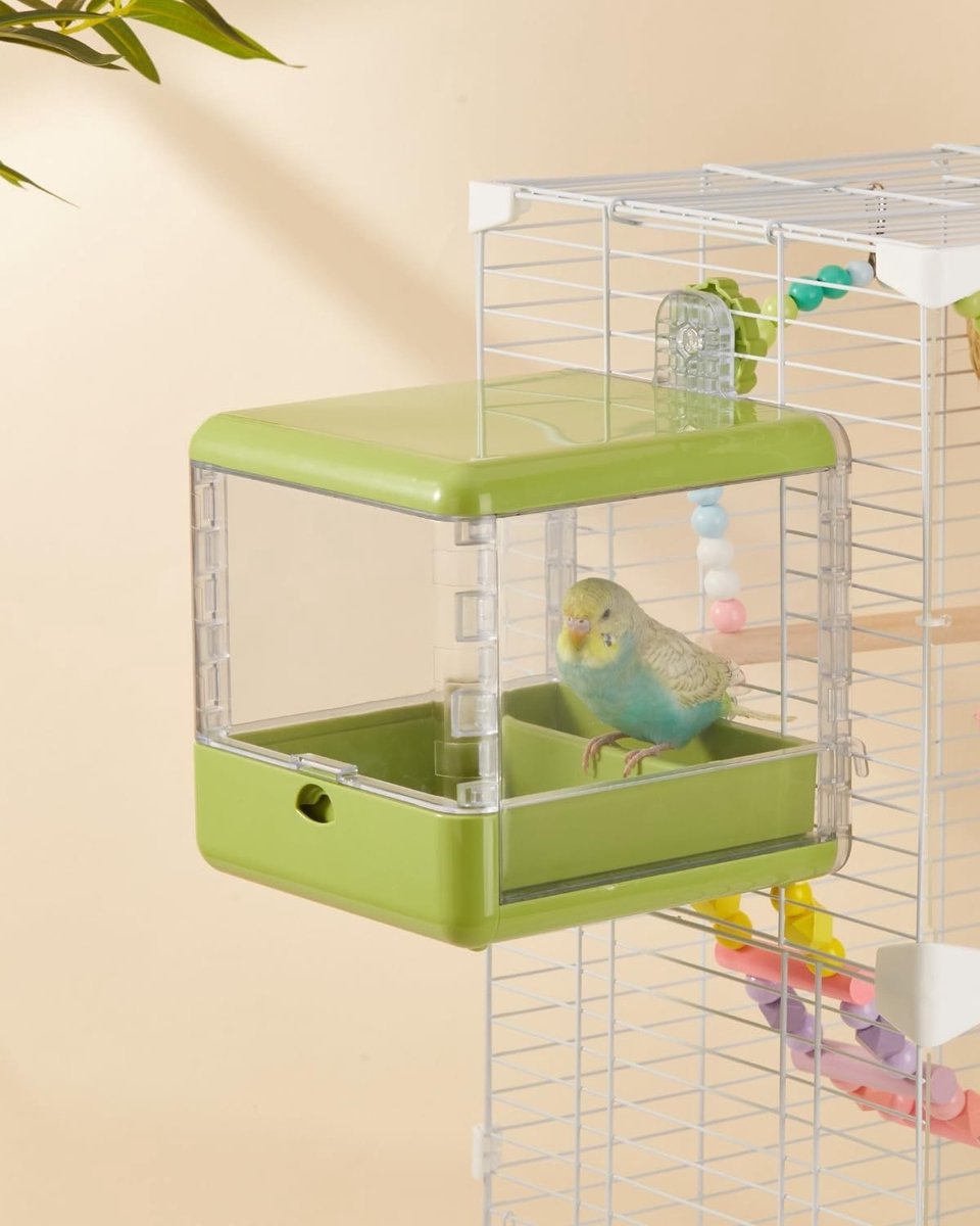 Omgoods - Vogelbad voor Kooi - Hangende Voederbak voor Kleine en Middelgrote Vogels