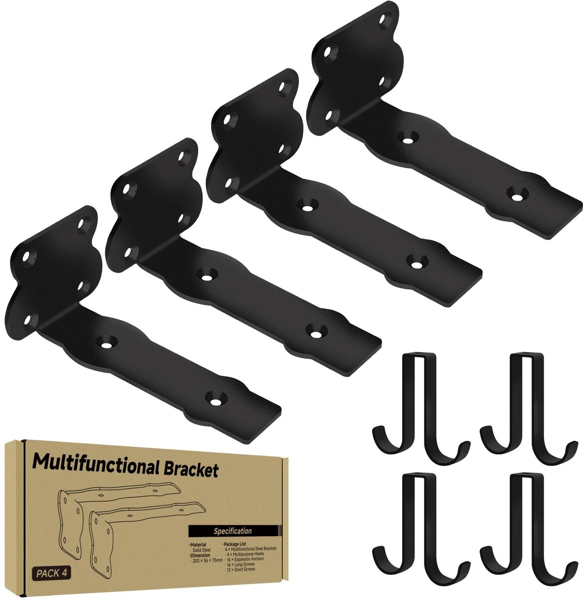 Omgoods - Set van 4 Zware Wandplankhouders, 15 cm