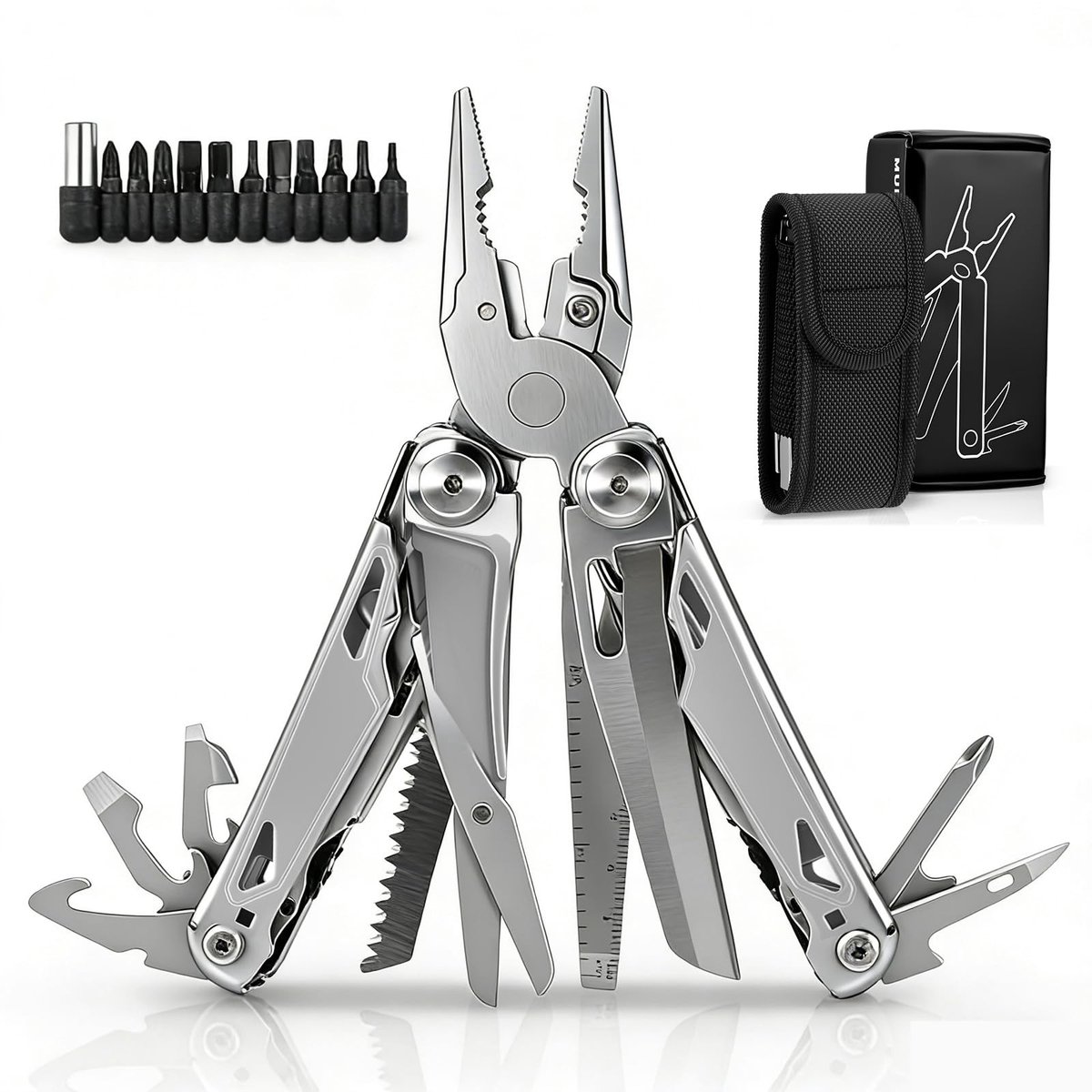 Omgoods - 28-in-1 Multitool met Tas - Multifunctioneel Gereedschap voor Kamperen en Reparaties