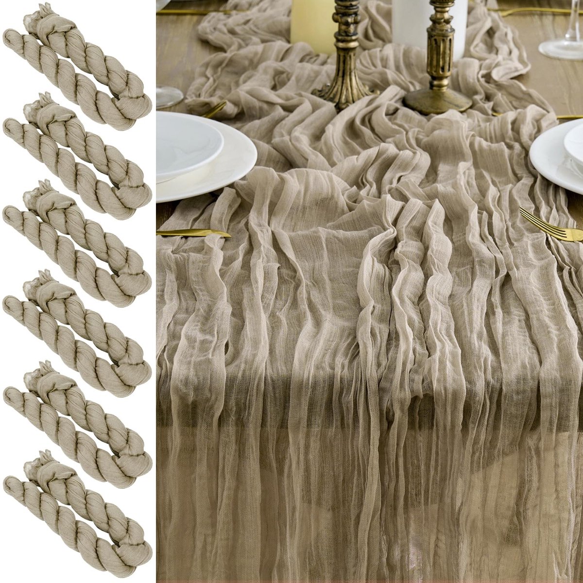 Omgoods - Set van 2 Boho Tafelrokken 90 x 300 cm voor Bruiloft Decoratie