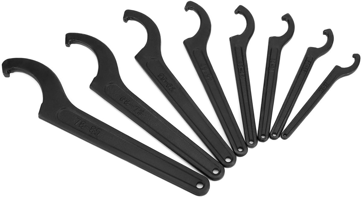 Omgoods - 8 Stuks Haaksleutel C-Sleutel Set voor Ronde Moeren (22mm-65mm)