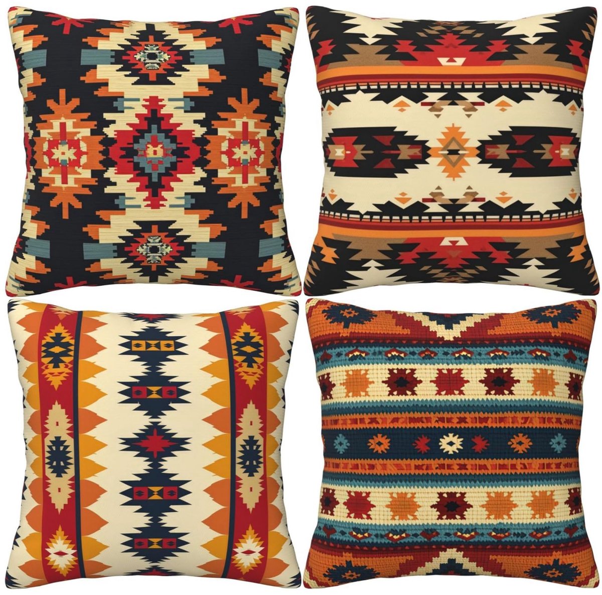 Omgoods - Set van 4 Tribal Kussenhoezen - Aztec Design 45x45 cm