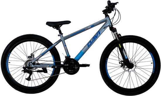 Davi Terrano – Mountainbike – 26 inch – 21 versnellingen – Schijfremmen – Voorvork met vering – Grijs/Blauw — afbeelding 2