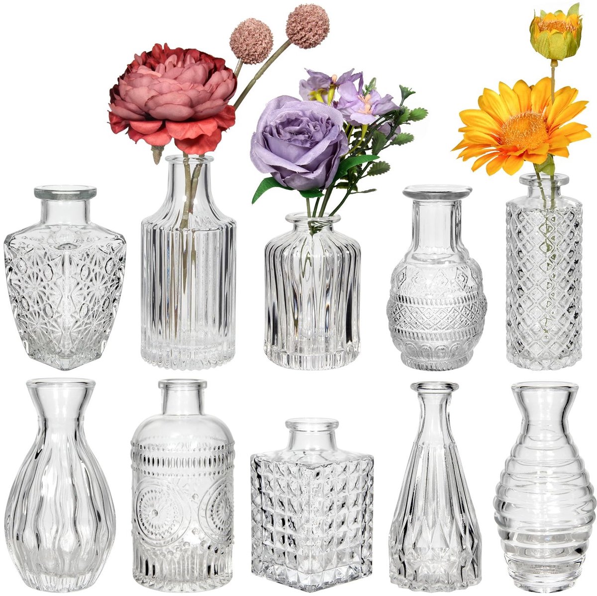 Omgoods - Set van 20 Decoratieve Glazen Vazen voor Tafel