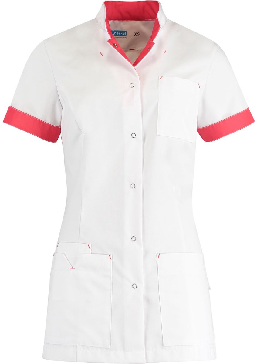 De Berkel Jill zorgjas accent-wit/purple-L (B3807326148L)