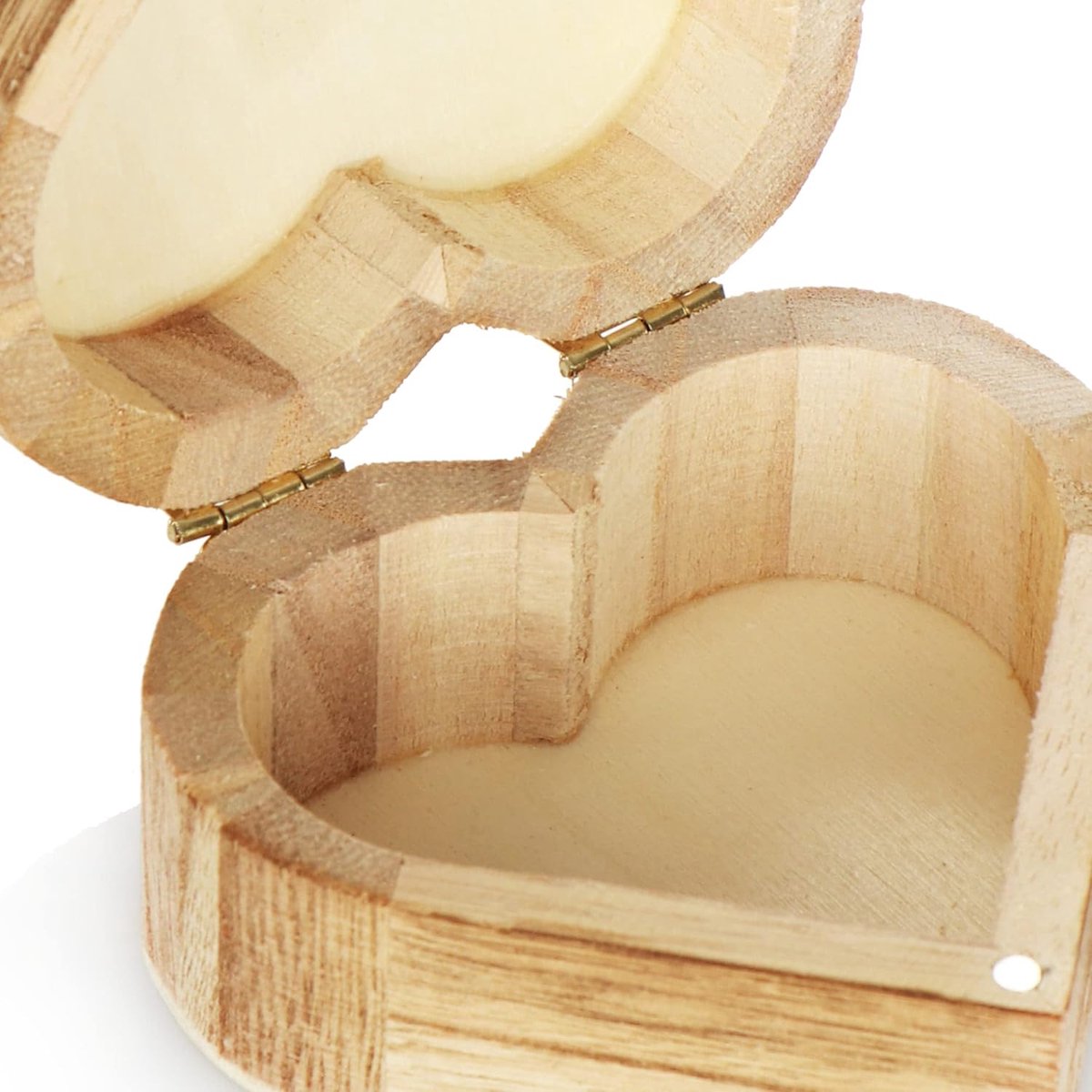 SnelShoppen - 2x Houten Hartvormige Sieradenbox - Houten Doosje met Deksel - Decoratieve Sieradenopberger - Kleiner Houten Boxje (2 Stuks - Hart)