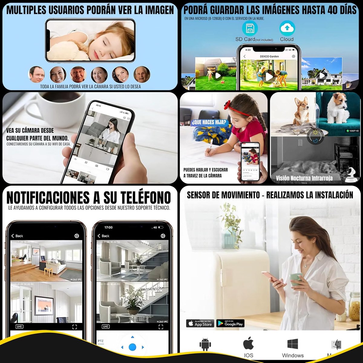 Draadloze bewakingscamera voor binnen met bewegingsdetectie en nachtzicht, IP-camera 1080P, bewakingscamera voor - ShopVlot