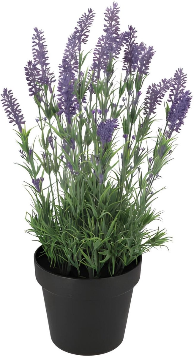 DK Design Lavendel kunstplant - in pot - paarse bloemen - D20 x H32 cm - bloemetjes - decoratie