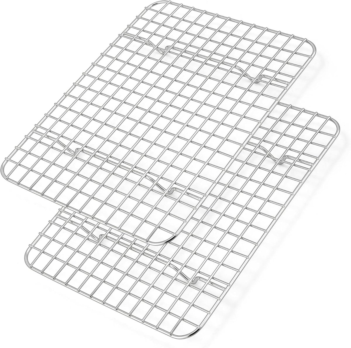 Afkoelroosterset, 2 stuks, roestvrij staal, taartrooster, uitkoelrooster, rechthoekig bakrooster voor bakken, koelen, 24,8 x 18,9 x 1,8 cm, vaatwasmachinebestendig