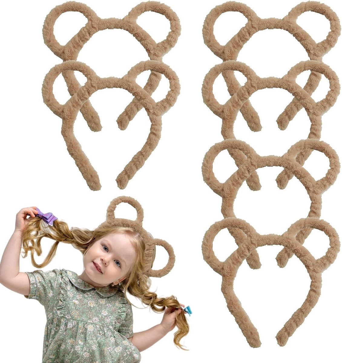 6 stuks beer oor hoofdbanden, Halloween chipmunk haarband, teddybeer oren haarband, ronde muis beer oren pluche haar hoepel, voor maskerade, feest, dagelijkse kleding, fotografie, cosplay