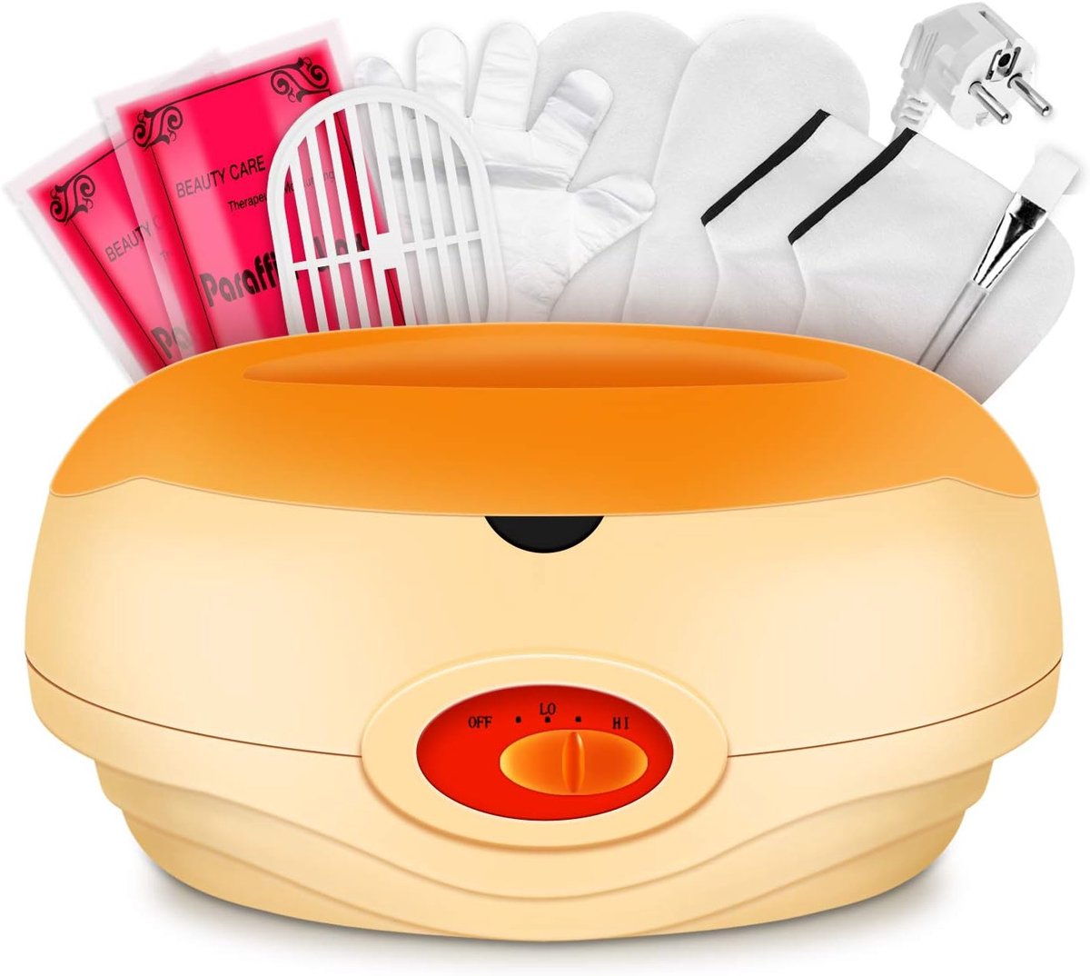 Paraffine waxbad set voor handen en voeten met accessoires en 900g wax oranje
