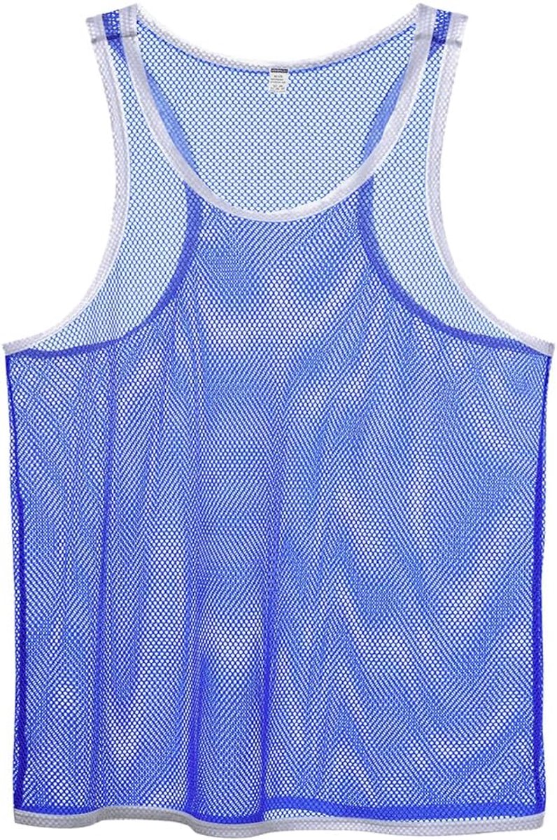 Vest, Mesh See Through Mouwloze Top, Heren Dunne Spier Pullover Bottom Shirt, Ondershirts