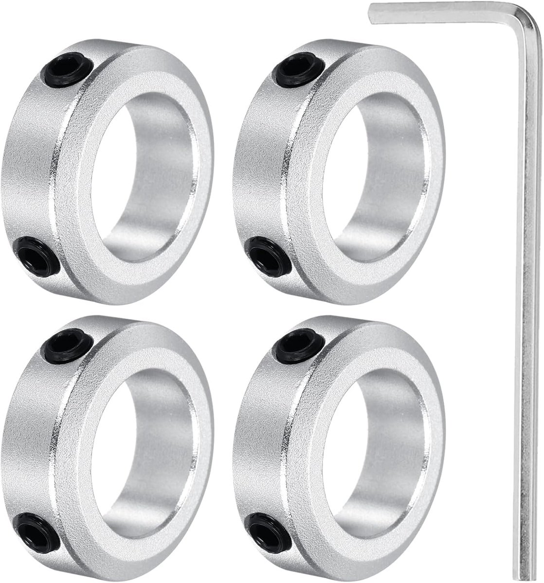 4 stuks diepteaanslag stelring 20 mm ID diepteaanslag voor boren aluminium set schroeven stijl klemringen zeskantsleutel zilver