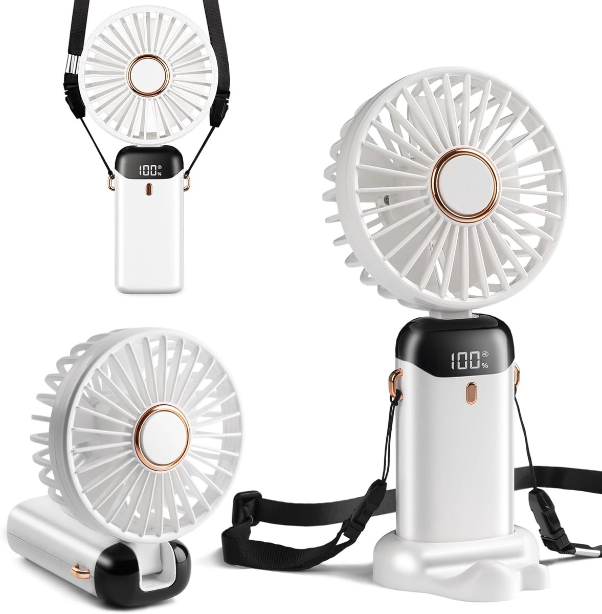 Mini Handventilator Type-C Oplaadbaar - 4000mAh - Digitaal Display - 3-in-1 Gebruik - SnelShoppen