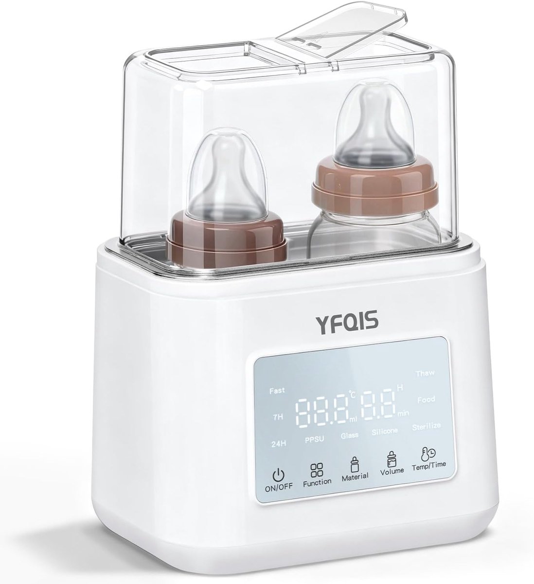 SnelShoppen - 10-in-1 Flessenwarmer en Sterilisator voor Babyflessen, Snel Opwarmen, Ontdooien, LCD-display, Timer, BPA-vrij, 230 W, Babyvoeding, Warm