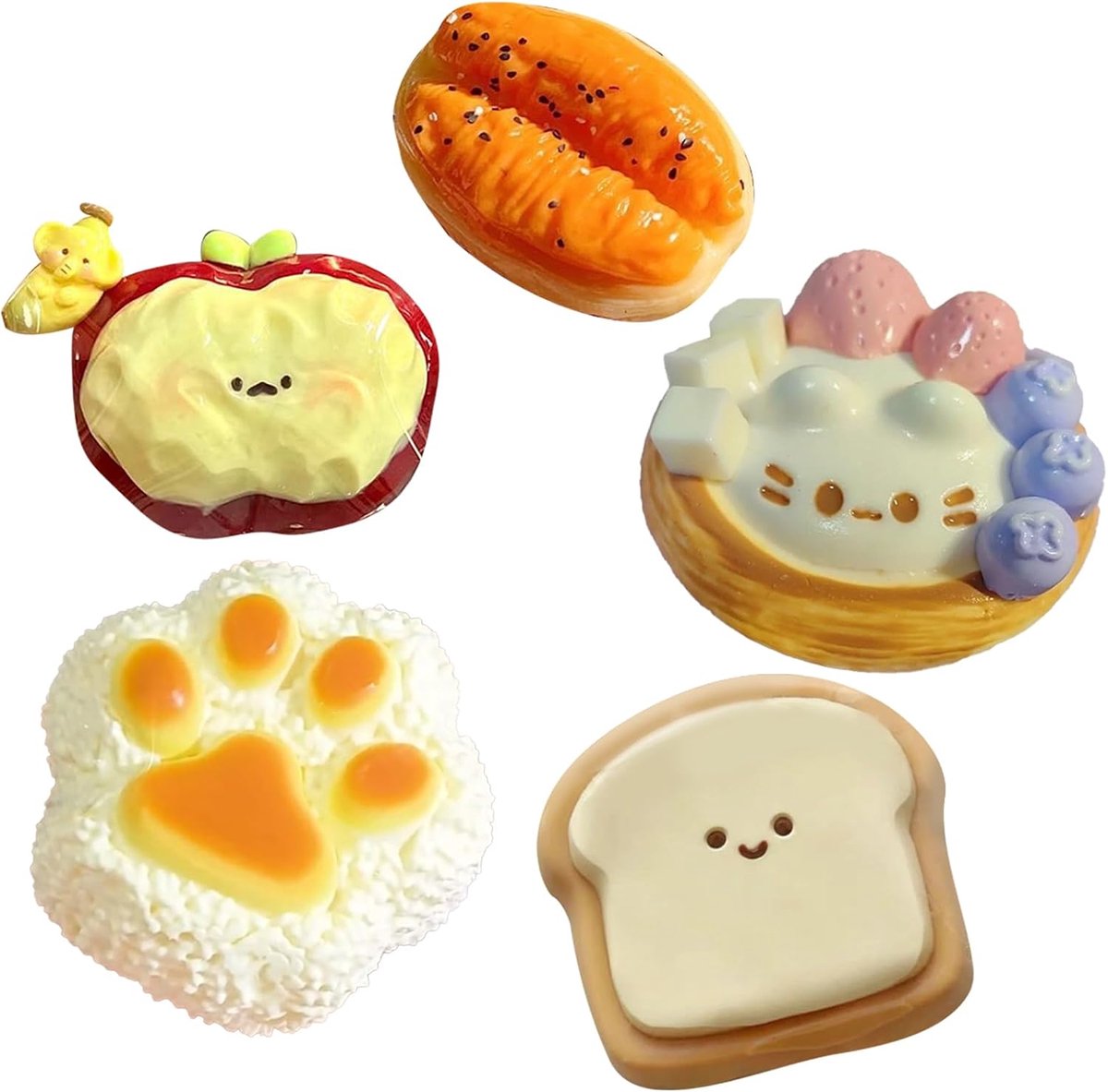 5 stuks Mochi Squishy Kruipertjes Speelgoed, Squeeze Toys Squishy Speelgoed, Stress Relief Squeeze, stressverlichtende speelgoed voor kinderen en volwassenen, Kerstcadeau, Verjaardagscadeau