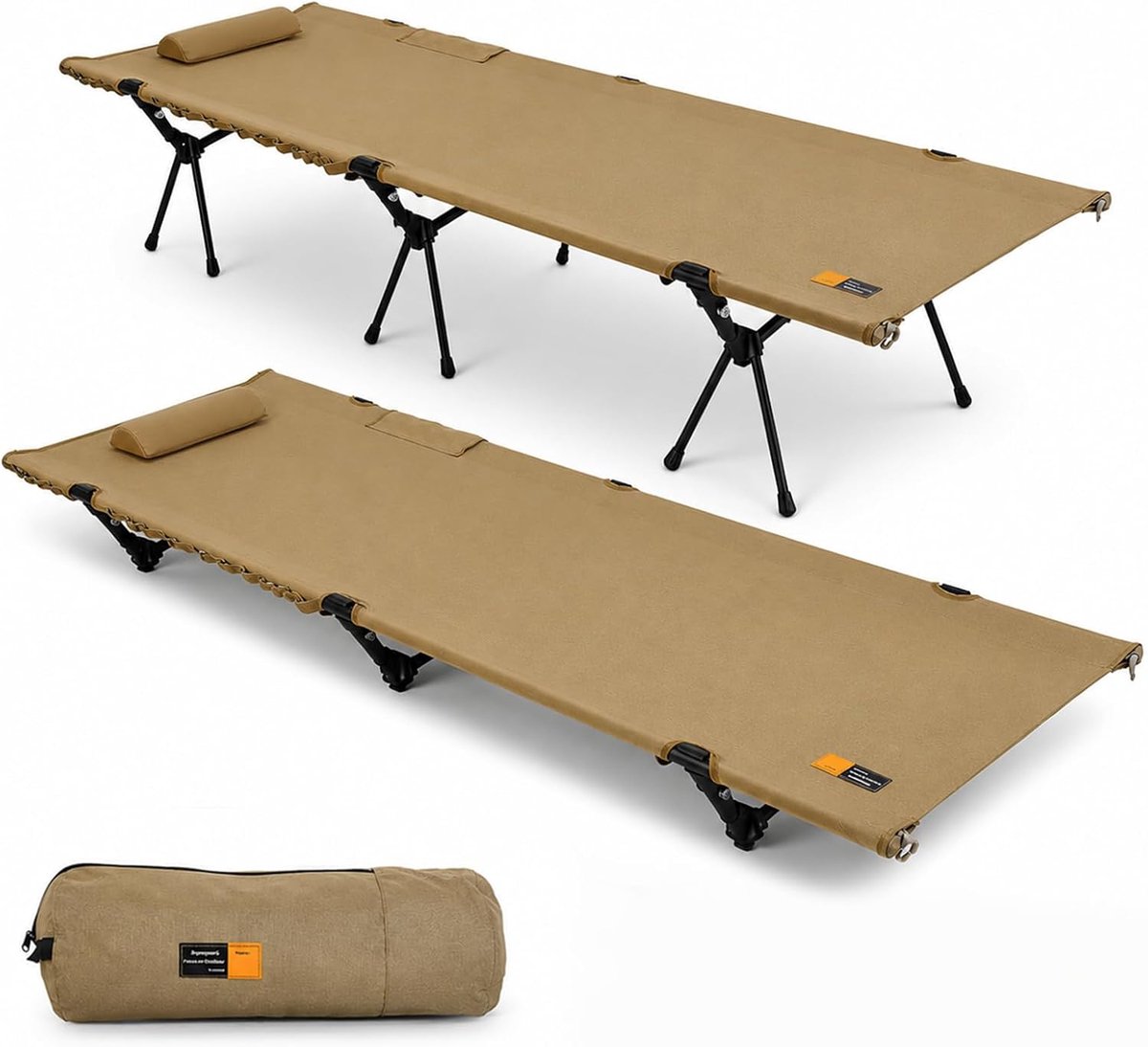 SnelShoppen - Veldbed Inklapbaar Campingbed met Geïntegreerd Kussen - Comfortabel en Duurzaam Design - Ademend en Vochtbestendig - Perfect voor Kamper