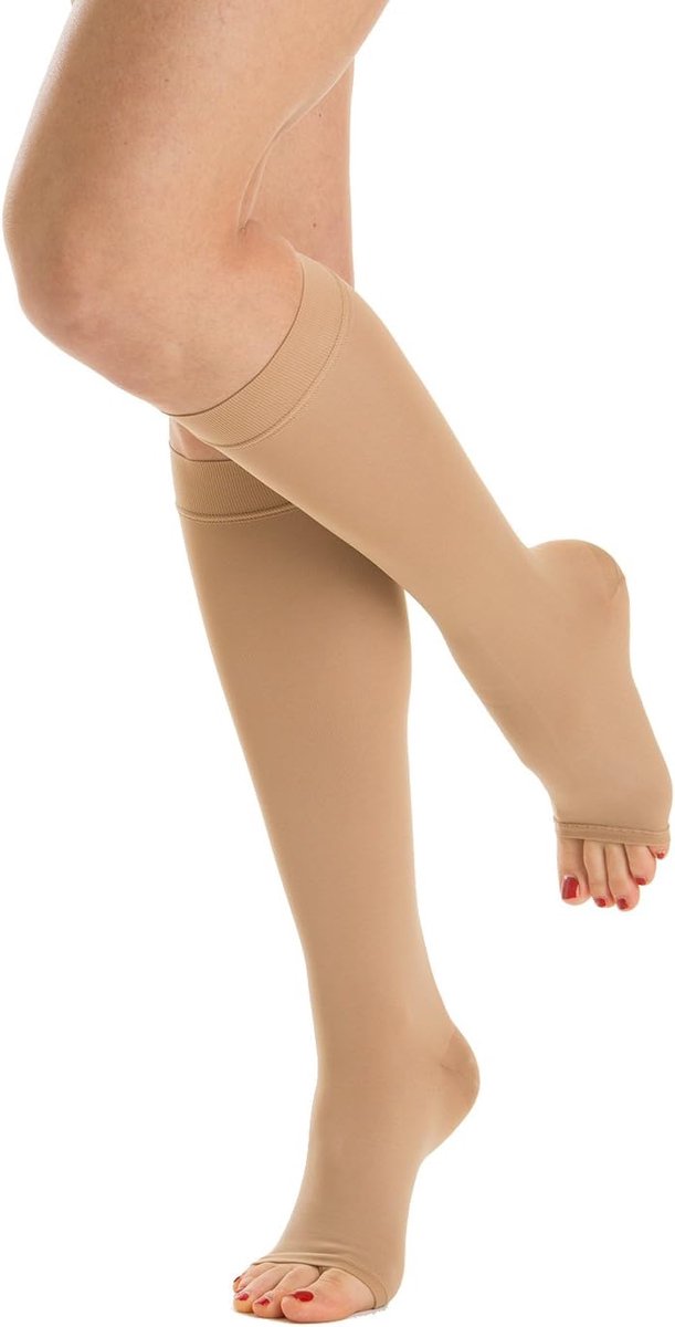 M2150A Zachte microvezel open teen medische compressie kniekousen - klasse 2 (23-32 mmHg)