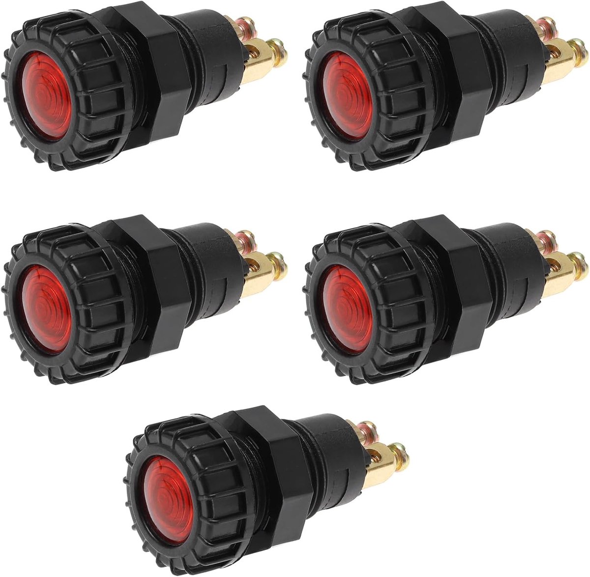 5PCS Car Dashboard Panel Warning Light Red Lamp 12V/24V M16 Thread Indicator Light Automotive Instrument Panel Warning Light
