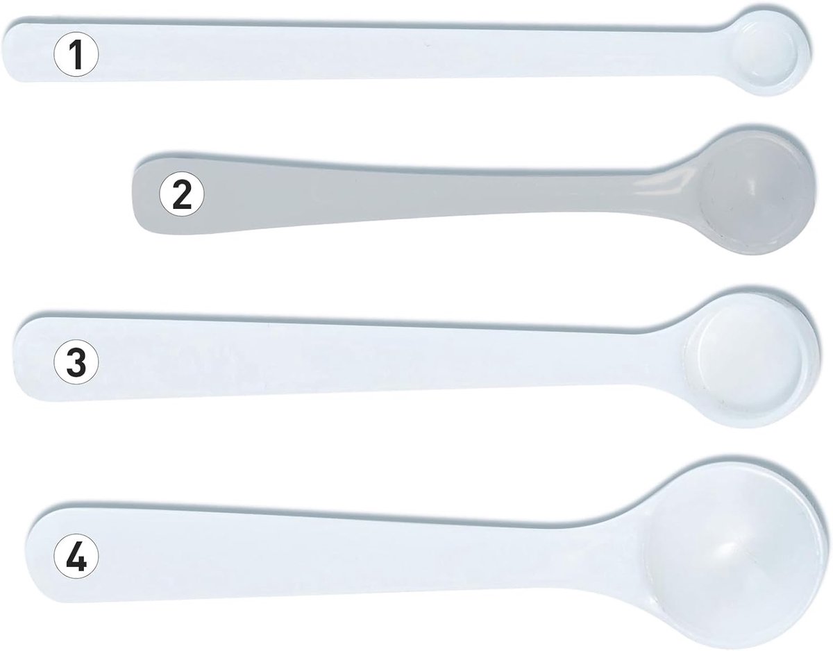 Doseringslepel set van 4 - milligram meten - anti-statisch polypropyleen - nauwkeurige dosering poeder - ShopVlot