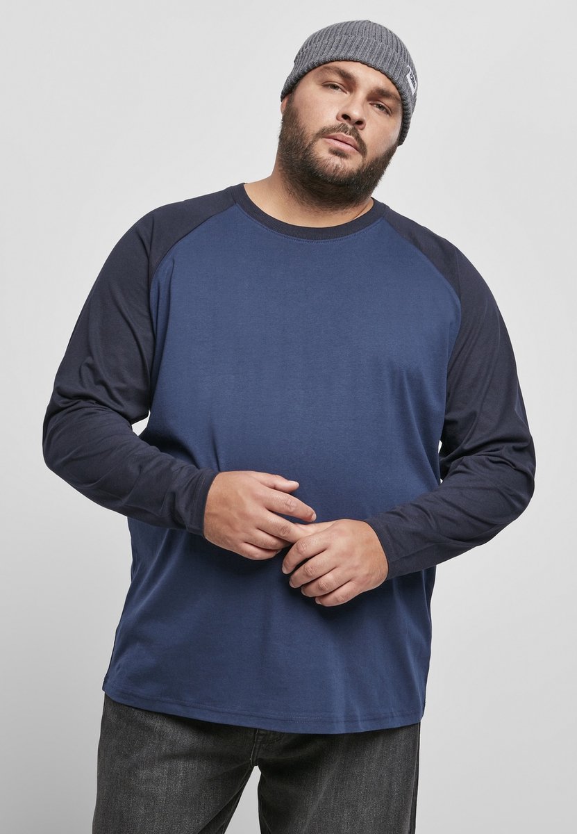 Urban Classics Trui Raglan C-on-trast LS donkerblauw/midnightnavy Blaus