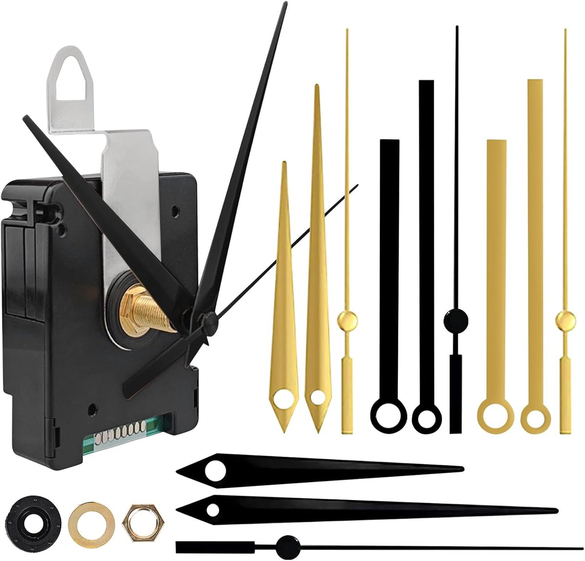 Uurwerken voor wandklok, vervanging van kwartsuurwerk, met 4 paar wijzers, geruisloos uurwerk, kwartsuurwerk, geruisloos, stille wandklok, knutselset voor doe-het-zelf klok
