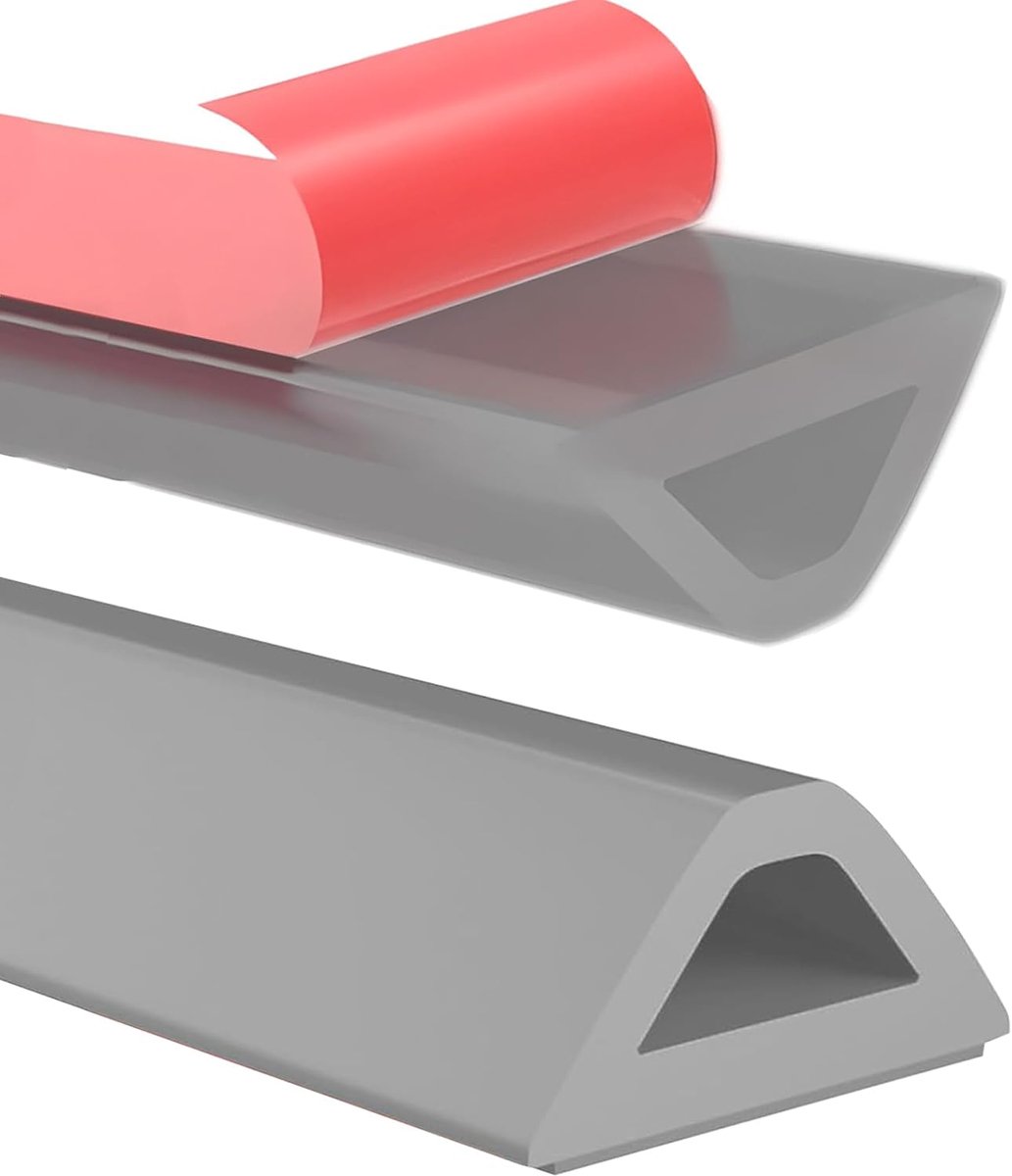 Waterstrip voor douche, zelfklevend, 200 cm, waterstopper, douche, flexibele siliconen, waterdicht, rolstoelvriendelijk design, T-vorm, waterstopperstrip voor natte en droge scheiding (grijs)