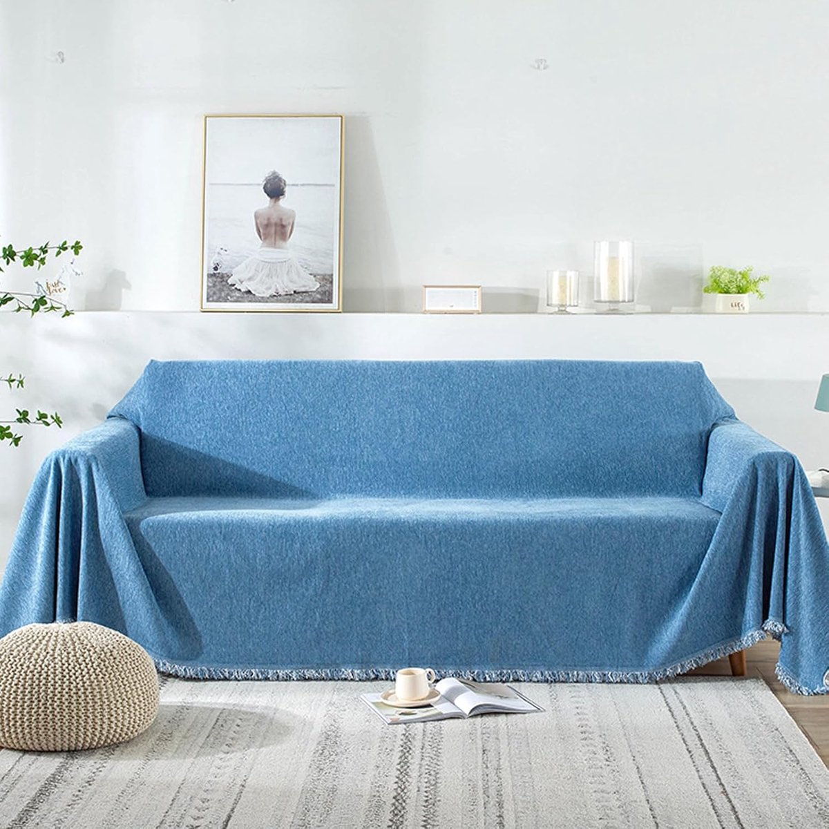 Sofa Dekbedovertrek Groot - Blauw - Zacht en Comfortabel - Perfect voor Woonkamer - ShopVlot