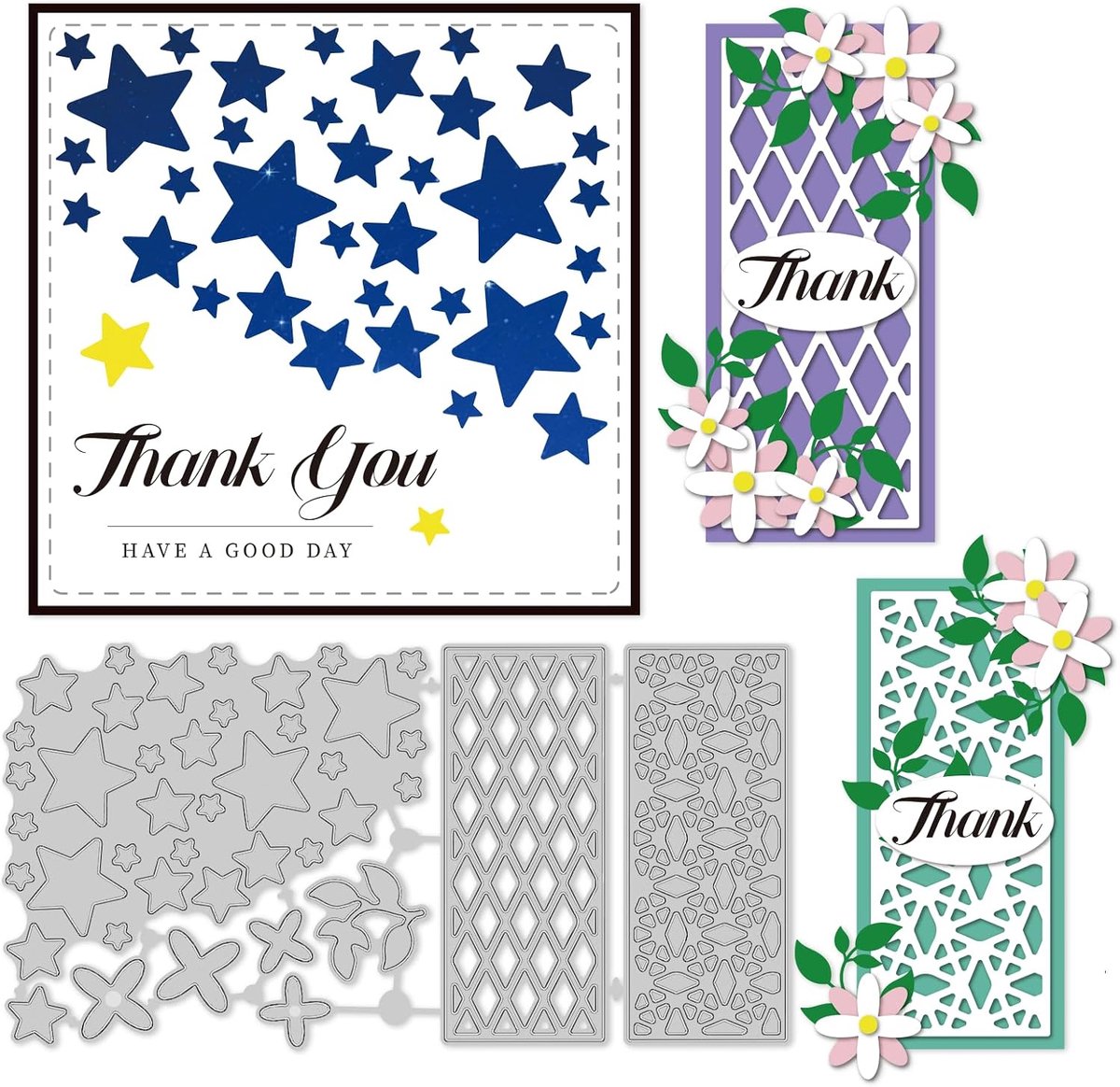 9 stuks holle ster sterft 9 stuks koolstofstaal metalen rooster frame rechthoek 8,4 x 16,2 cm achtergrond embossing sjabloon voor kaarten maken doe-het-zelf scrapbooking album decoratief