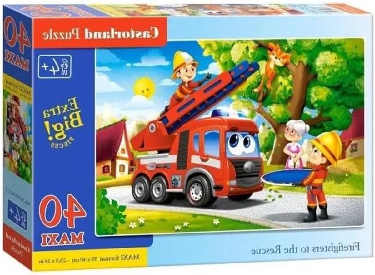 Vloerpuzzel Brandweer - Maxi Puzzel Kinderen - Spelletjes Spelen - Grote Delen - 40 Stukken - Meerkleurig