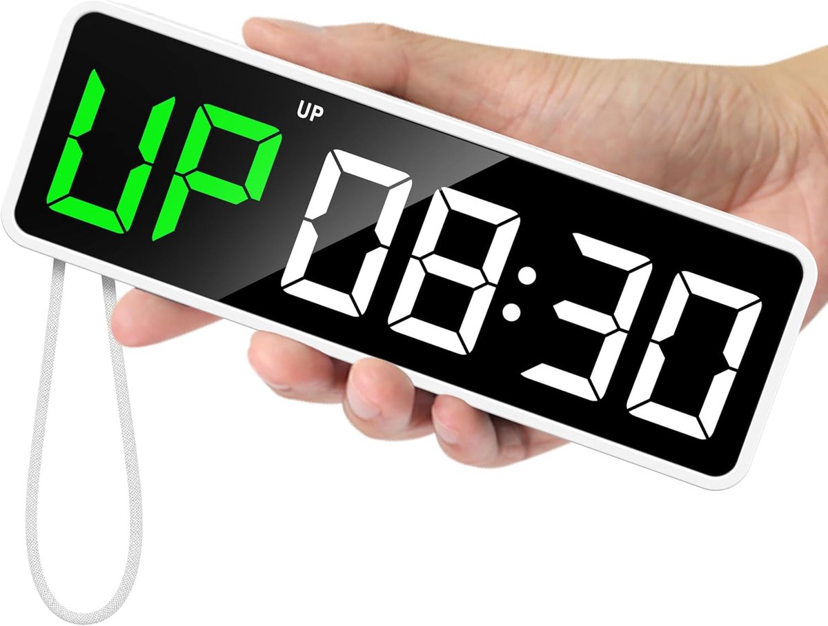 Draagbare gymtimer en klok, countdown/up, stopwatch, crossfit, trainingsinterval sport met krachtige batterij, sterke magneet, volumeregeling, digitale fitnesstimer, voor thuis, sportschool