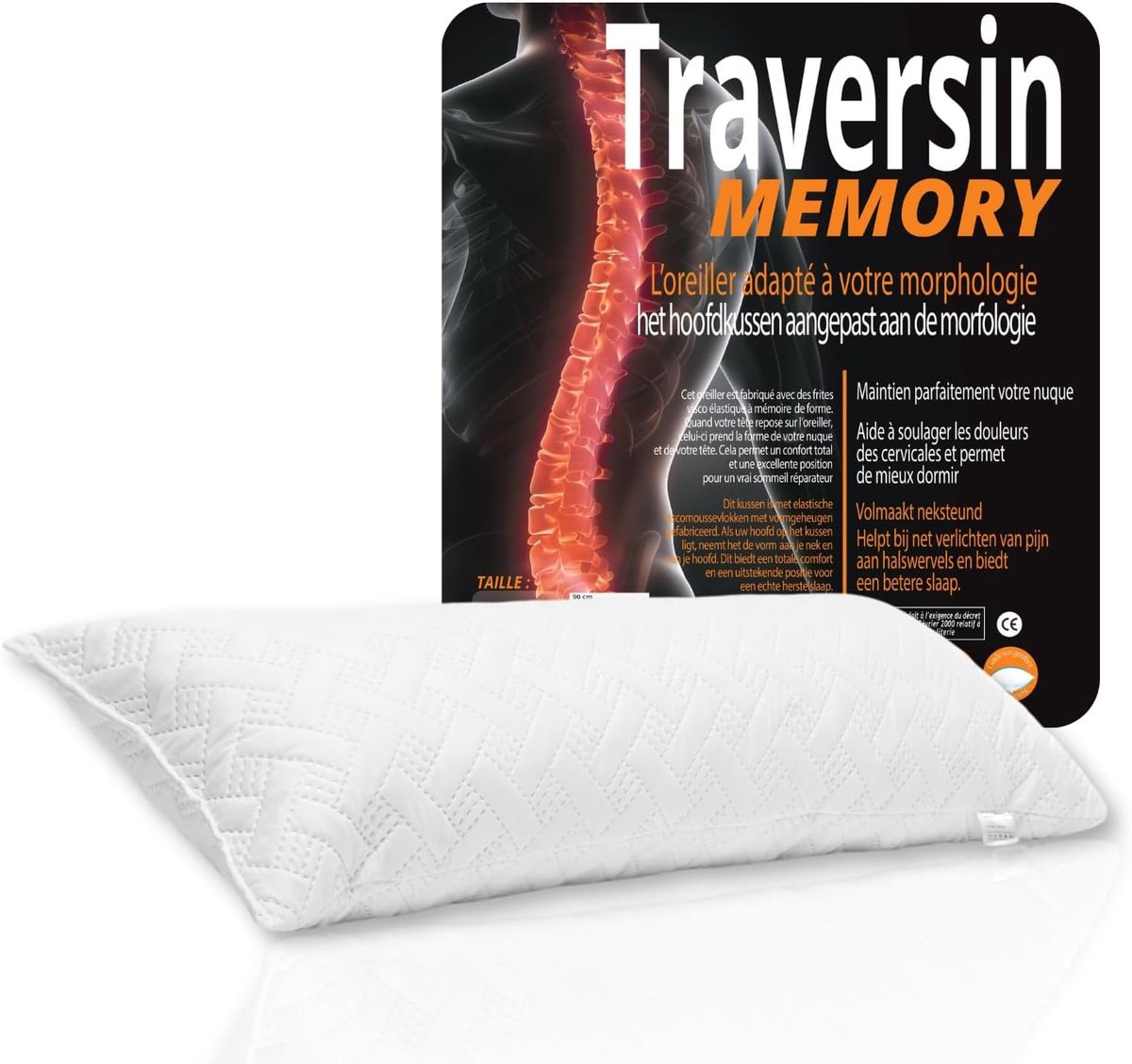 Rolkussen 90cm - 100% Memory Foam - Ondersteunend voor zijslapers - Perfect voor reizen - ShopVlot