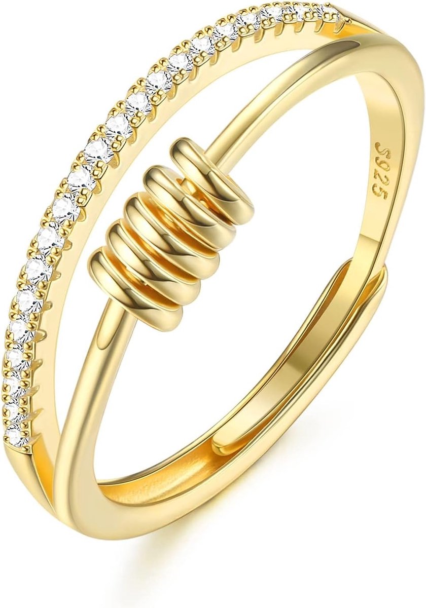 Ring van 925 sterling zilver, voor dames, verstelbaar 925 sterling