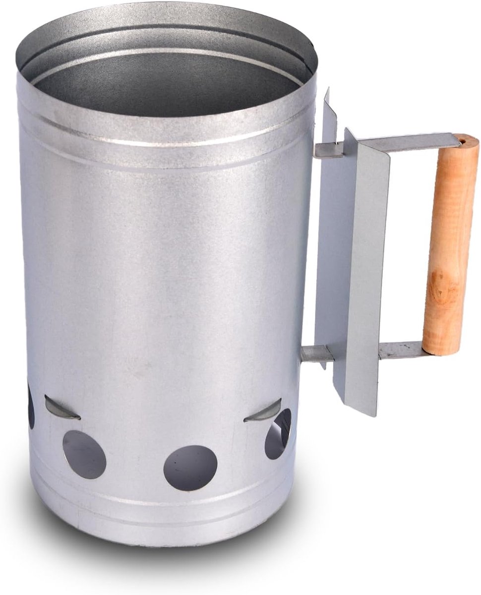 BBQ Grill Starter - 16.8 cm breed - Hoogwaardig metaal en hout - Ideaal voor buitenkoken - SnelShoppen