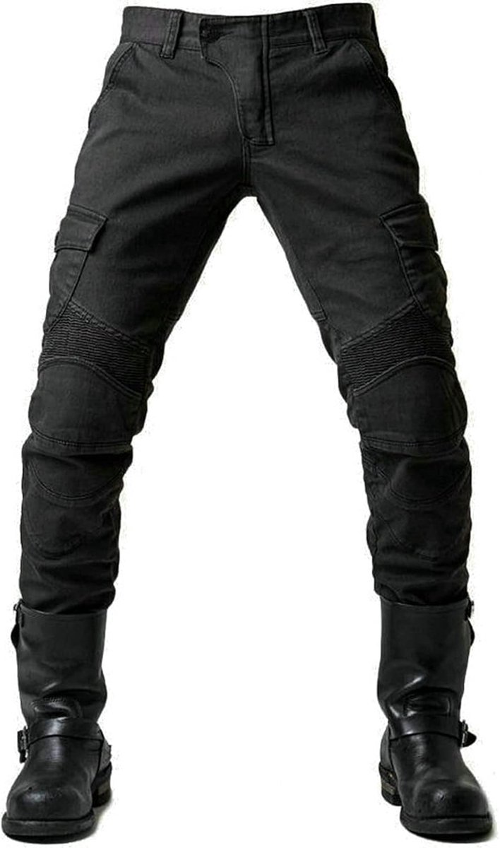 Herenjeans voor op de motor, motorrijbroek, verstevigde denim broek, gevoerde bescherming, uitneembare gepantserde denim op heup en knie, fietsbroek voor alle weersomstandigheden