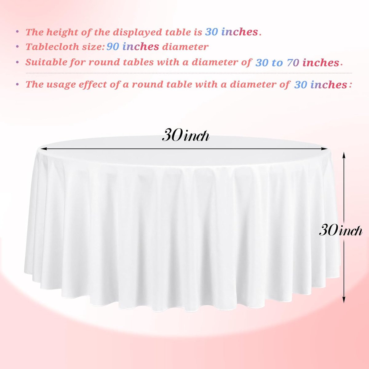 Ronde tafelkleed set van 12 - 90 cm - polyester - wasbaar - perfect voor bruiloften - ShopVlot