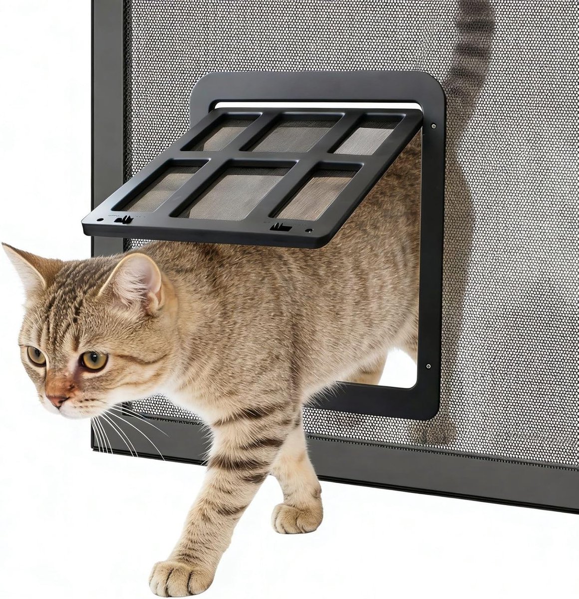 hondendeur 8,2 "x 9,6" kattendeur met magnetische klep afsluitbare hondendeuren voor bestaand scherm/schuifdeur, raam en veranda - zwart