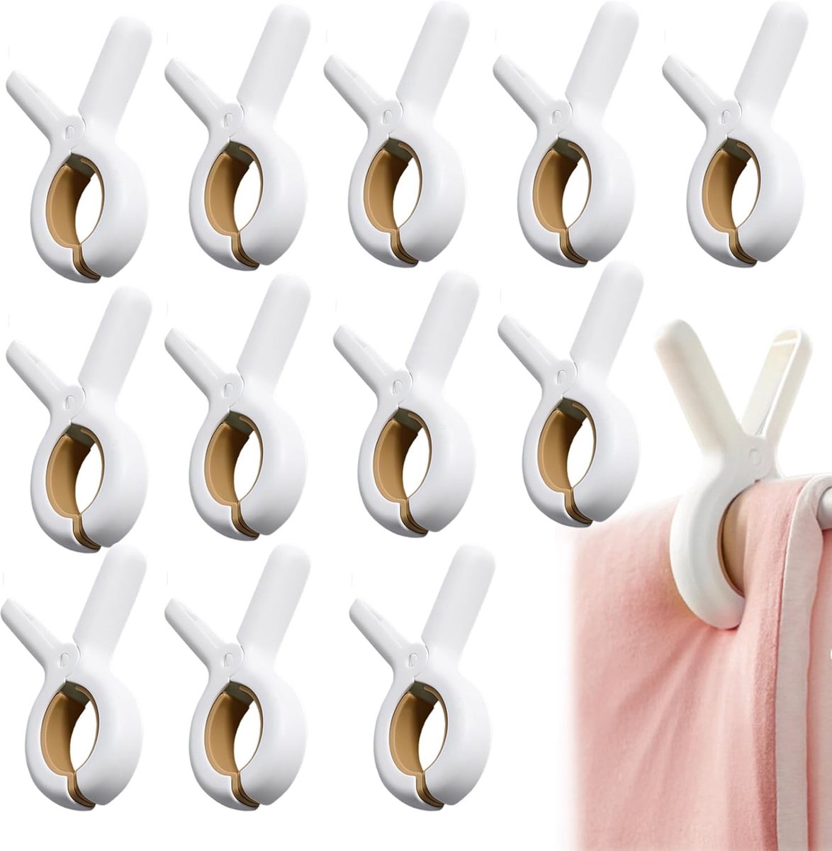 knijpers strandstoel handdoekklemmen 12 stuks – extra sterk – 9,5x6,5 cm – oranje/blauw – windbestendige clips voor buiten en reizen