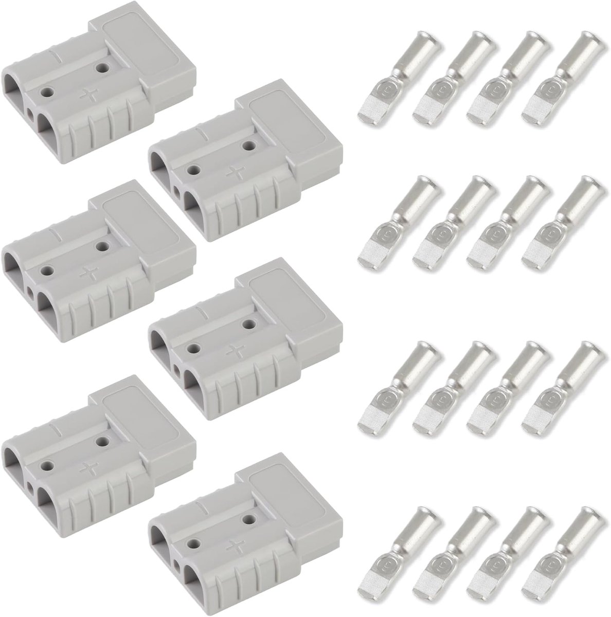 Stekers, 6 stuks, 50 A, 600 V batterijaansluiting, Quick Connect, batterijstekker met 12 stuks koperen klemmen, Fiche de batterij Anderson 50 A voor auto's, campers, elektrische stapelaars