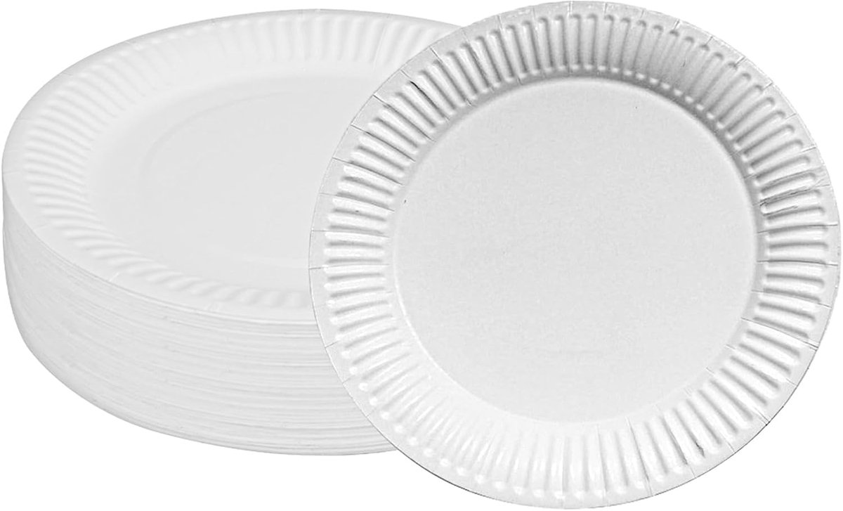 Bordjes 100 Stuks Ø 18 cm Biologisch Afbreekbaar voor Feestjes | 250 g/m² papier, 100 stuks, natuurlijke vezels, stevig, voor barbecue, picknick, verjaardagen en evenementen
